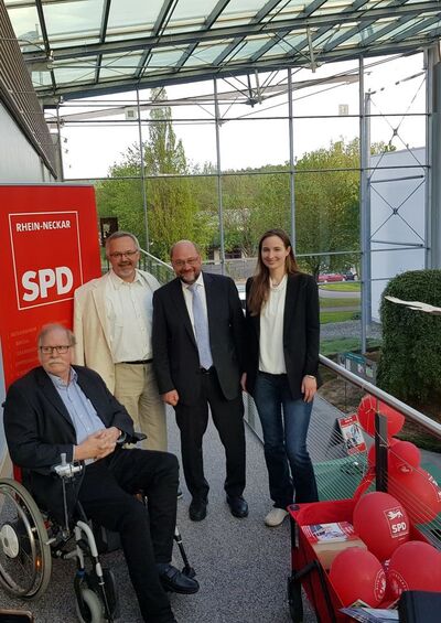 V.l.n.r.: Reinhard Aldag, Thomas Funk, Martin Schulz MdB und Dominique Odar